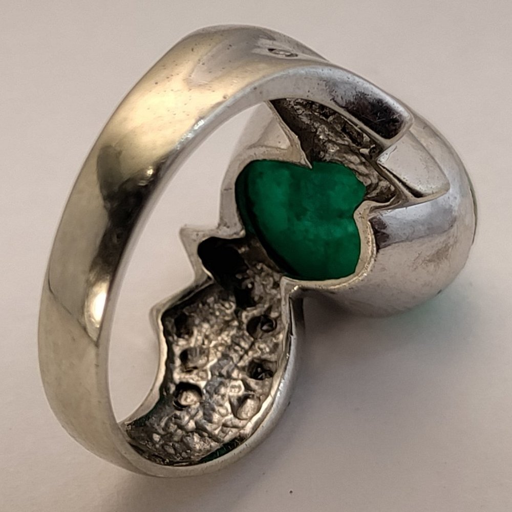 14k White Gold 5+ct Columbian Emerald Diamond Ring - Picture 7 of 8